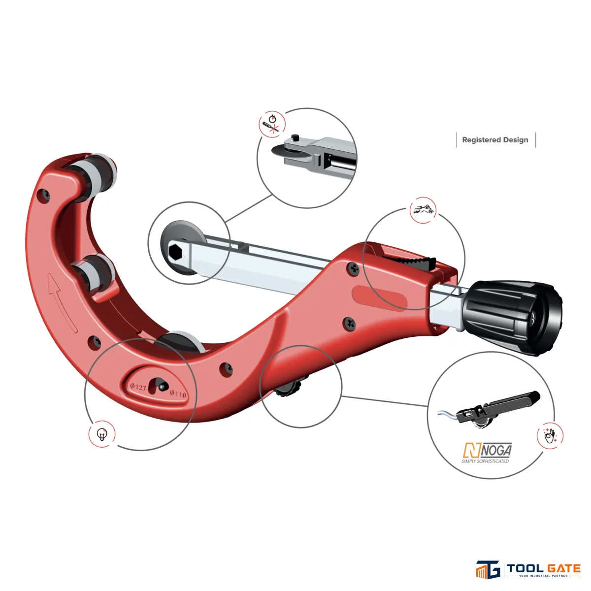 سكينة مواسير نحاس وبلاستيك 50–127 مم خدمة شاقة Heavy Duty Pipe Cutter ZENTEN إسباني 7477-1