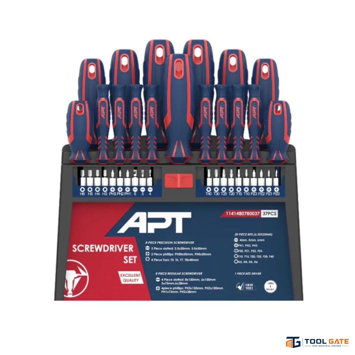 طقم مفكات 37 قطعة عادة وصليبة وإلكترونيات استاند APT AH148078-37