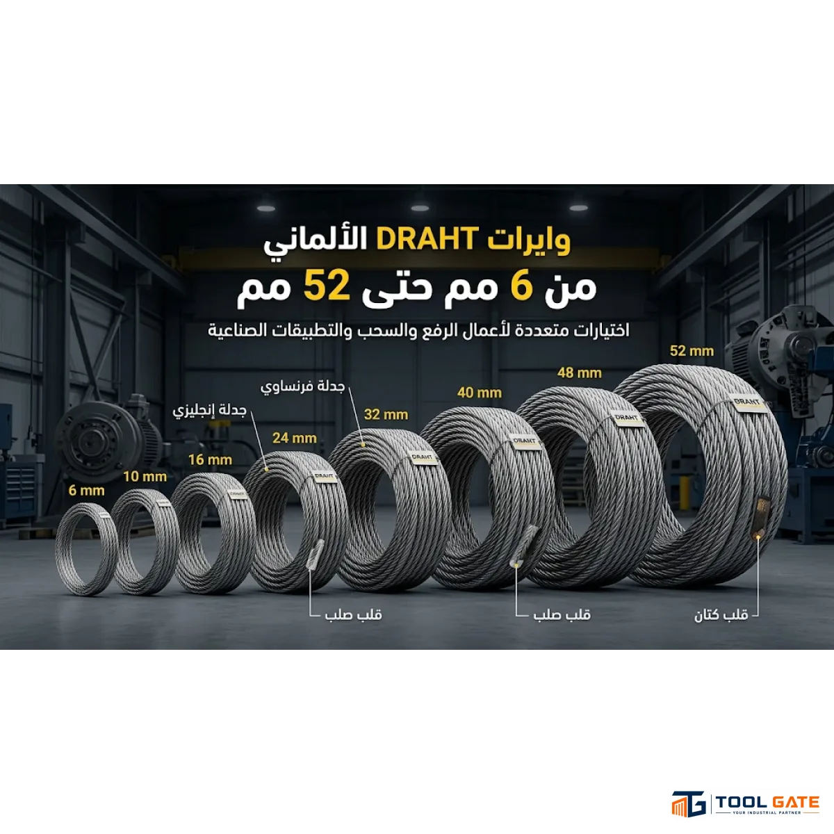 واير صلب ألماني 16 مم جدلة فرنساوي مقاوم للدوران Rotation Resistant DRAHT