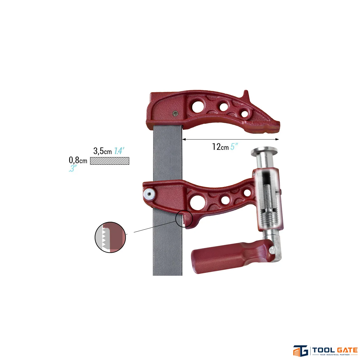 قمطة تثبيت PIHER Maxipress F Heavy-Duty Clamp بطول 40 سم وعمق فك 12 سم – موديل 60040