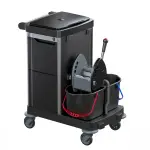 ترولي تنظيف احترافي 3 جردل للأدوات + 2 رف + كيس مخلفات 120 لتر ايطالي TWT OPERA 2.1 R Professional Cleaning Trolley