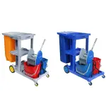 ترولي نظافة متعدد الاستخدامات بكيس 120 لتر 3 جردل +رف ChaoBao D-11-1C Multi-Purpose Cleaning Trolley